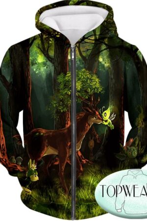 Pokemon Hoodies - Cute Pokemon Celebi 3D Zip Up Hoodie