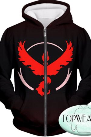 Pokemon Hoodies - Go Team Valor Moltres Logo Zip Up Hoodie