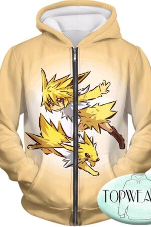 Pokemon Hoodies - Pokemon Jolteon and Trainer Zip Up Hoodie