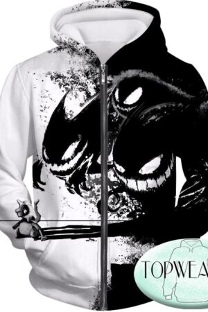 Pokemon Hoodies - Trio Haunter Gengar and Ghastly 3D Zip Up Hoodie