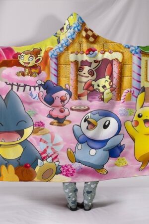 Pokemon House Hooded Blanket - Happy Day Pink Blanket