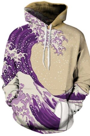 Purple Wave Art Hoodie
