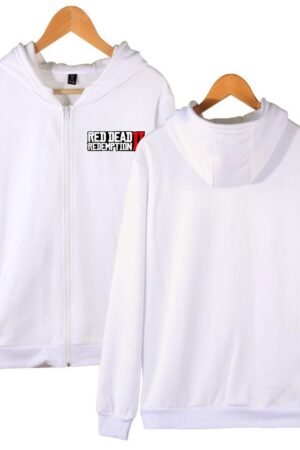 Red Dead Redemption 2 Hoodies - Solid Color Red Dead Redemption 2 LOGO Icon Zip Up Hoodie