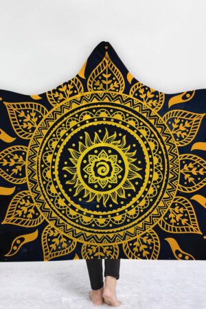 Religious Hooded Blankets - Religious Sun Totem Fleece Hooded Blanket
