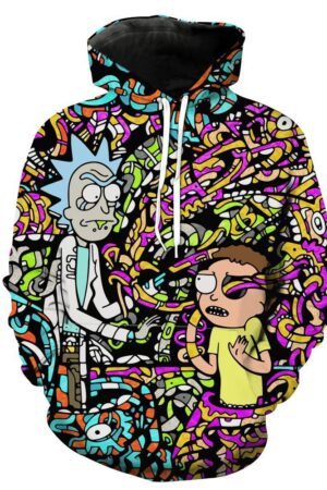 Rick and Morty Trippy Acid Hoodies - Trip Cartoon Pullover Black Hoodie