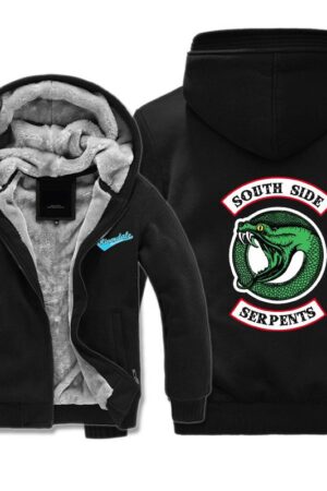 Riverdale Jackets - Solid Color Riverdale Double-Headed Snake Icon Fleece Jacket