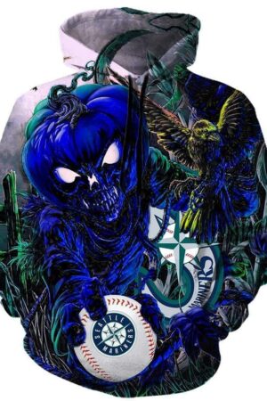 Seattle Mariners Halloween Hoodiess - Pullover Deep Blue Hoodie
