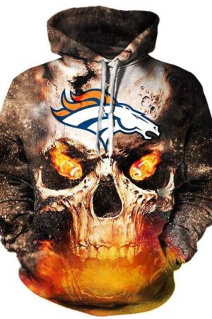 Skull Denver Broncos Hoodies - Pullover Grey Hoodie