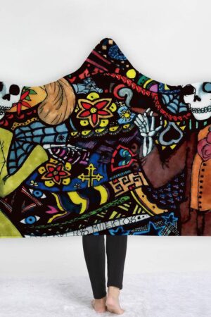 Skull Hooded Blankets - Skull Series Terror Skull Icon Fleece Hooded Blanket