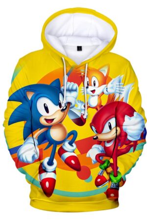 Sonic Mania Hoodie—— Classic Sonic Knuckles Tails Yellow Hoodie
