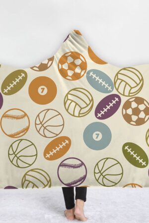 Sports Hooded Blanket - Many Ball Grey Blanket