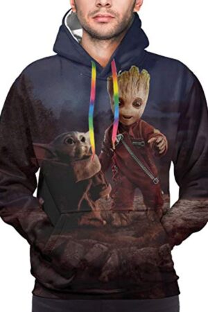 Star Wars Hoodies - Star Wars Baby Yoda and Groot 3D Print Hooded Jumper with Pocket