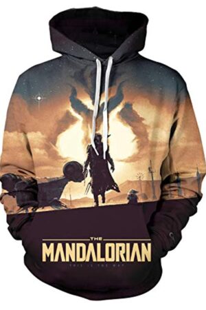 Star Wars Hoodies - Star Wars the Mandalorian 3D Print Beige Hooded Jumper with Pocket