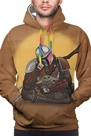 Star Wars Hoodies - Star Wars the Mandalorian Baby Yoda 3D Print Yellow Hooded Jumper with Pocket