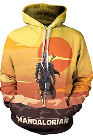 Star Wars Hoodies - Star Wars the Mandalorian Yellow 3D Print Hooded Jumper with Pocket