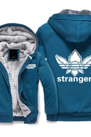 Stranger Things Jackets - Solid Color Upside Down Monster Icon Fleece Jacket