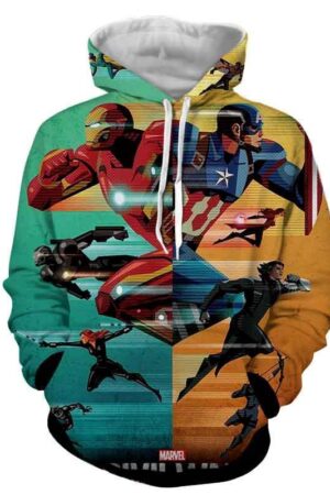 The Avengers All Heros Hoodies - Pullover Blue Yellow Hoodie