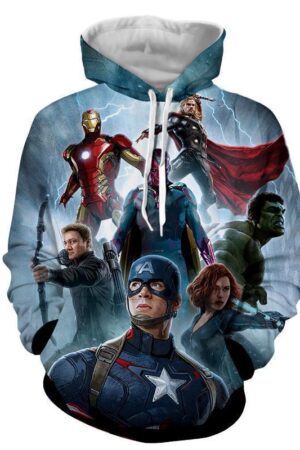 The Avengers Iron Man Captain America Hulk & All Other Hoodies - Pullover Blue Hoodie