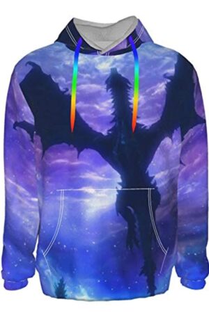THE ELDER SCROLLS Hoodies - Skyrim Dragon Purple Pullover Drawstring Hoodie with Pocket