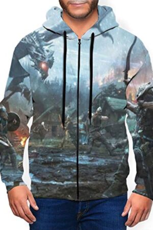 THE ELDER SCROLLS Hoodies - Skyrim Hoodie Dragonborn 3D Print Zip Up Drawstring Hoodie