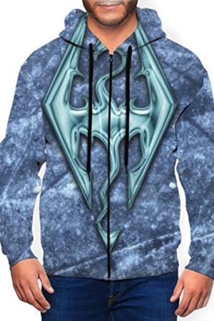 THE ELDER SCROLLS Hoodies - Skyrim Symbol Zip Up Drawstring Hoodie with Pocket