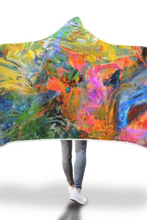 Thermal Imaging Hooded Blanket - Yellow Blue And Red Pastels Blanket
