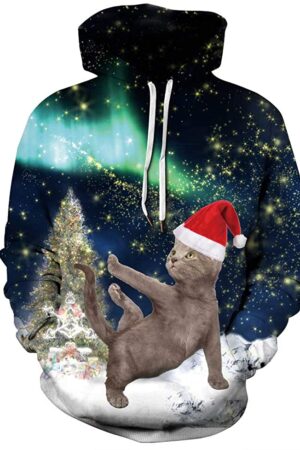 Ugly Christmas Sweater Funny Yoga Cat Pullover