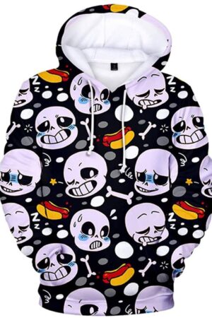 Undertale Hoodie - Sans Skull 3D Print Pullover Drawstring Hoodie