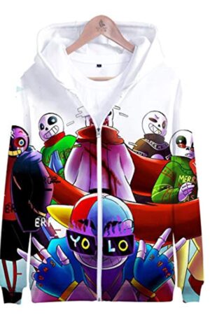 Undertale Jacket - Sans Skull Colorful 3D Full Print Zip Up Jacket