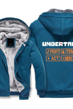 Undertale Jackets - Solid Color Undertale FIGHT ITEM ACT MERCY Super Cool Fleece Jacket