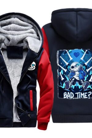 Undertale Jackets - Solid Color Undertale Sans Bad Time Super Cool Fleece Jacket