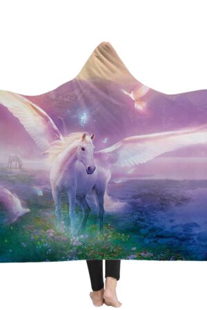 Unicorn Hooded Blankets - Unicorn Series Purple Unicorn Super Cool Fleece Hooded Blanket