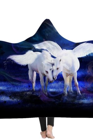 Unicorn Hooded Blankets - Unicorn Series Unicorn Galaxy Blue Fleece Hooded Blanket