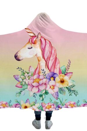 Unicorn Hooded Blankets - Unicorn Series Unicorn Icon Colorful Fleece Hooded Blanket