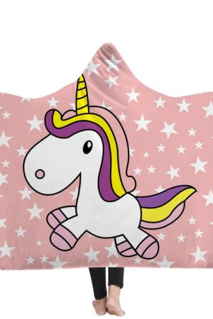 Unicorn Hooded Blankets - Unicorn Series Unicorn Star Pink Fleece Hooded Blanket