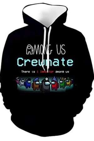 Video Game Among Us Hoodie - 3D Print Among Us Crewmate Pullover Drawstring Hoodie