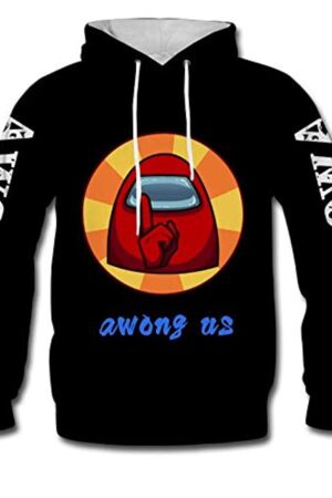 Video Game Among Us Hoodie - 3D Print Black Drawstring Pullover Hoodie