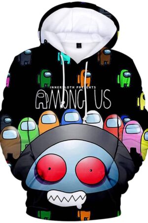 Video Game Among Us Hoodie - 3D Print Black Monster Drawstring Pullover Hoodie