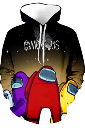 Video Game Among Us Hoodie - 3D Print Drawstring Pullover Hoodie
