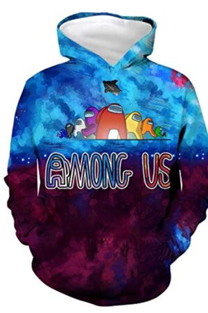 Video Game Among Us Hoodie -  3D Print Galaxy Casual Pullover Drawstring Hoodie
