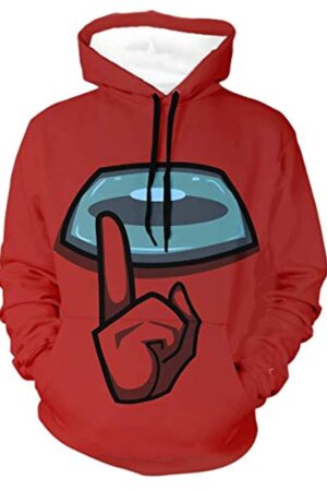Video Game Among Us Hoodie - 3D Print Red String Pullover Hoodie