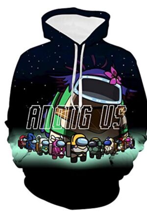 Video Game Among Us Hoodie - 3D Print Space Pullover Drawstring Hoodie