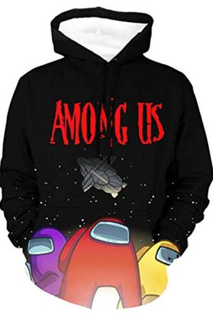 Video Game Among Us Hoodie - 3D Print String Pullover Hoodie