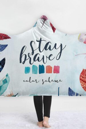 Watercolor Hooded Blankets - Watercolor Feather Icon Fleece Hooded Blanket