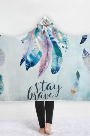 Watercolor Hooded Blankets - Watercolor Series Frost Feather Fleece Hooded Blanket