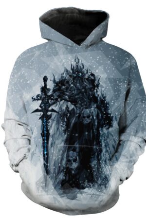 World of Warcraft Lich King Arthas Hoodies - Pullover  Grey Hoodie