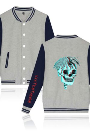 XXXTentacion Baseball Jackets - Solid Color Popular Rapper XXXTentacion Baseball Jacket