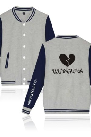 XXXTentacion Baseball Jackets - Solid Color Popular Rapper XXXTentacion Heartbreak Icon Baseball Jacket