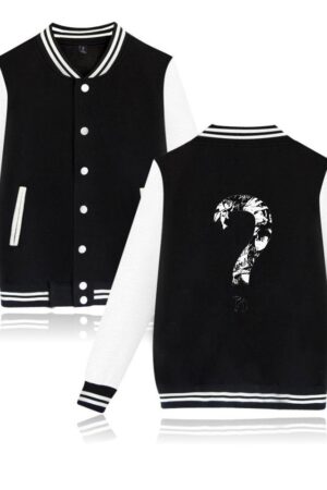 XXXTentacion Baseball Jackets - Solid Color Popular Rapper XXXTentacion Question Mark Icon Baseball Jacket