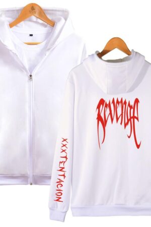 XXXTentacion Hoodies - Solid Color Popular Rapper XXXTentacion Revenge Icon Zip Up Hoodie